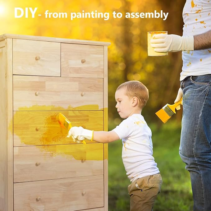 VINGLI Unfinished Natural Solid Wood 6 Drawer Dresser - Image 5