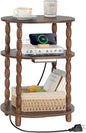 MaxSmeo Side Table with Charging Station, 3-Tier Small End Table with USB Ports by MaxSmeo