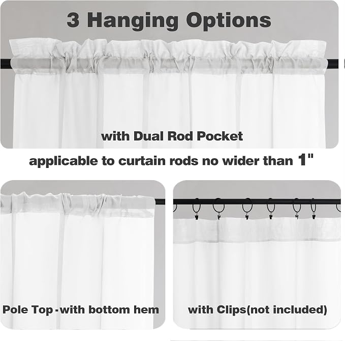 Chyhomenyc White Sheer Curtains 78 Inches Long 2 Panels Set - Image 5