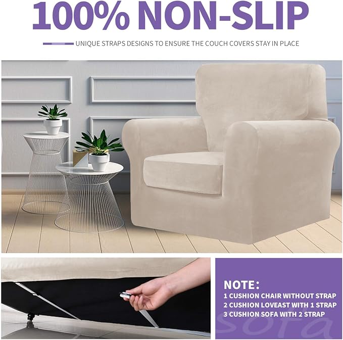 ZNSAYOTX Oversized Velvet 3 Piece Couch Cover - Image 5
