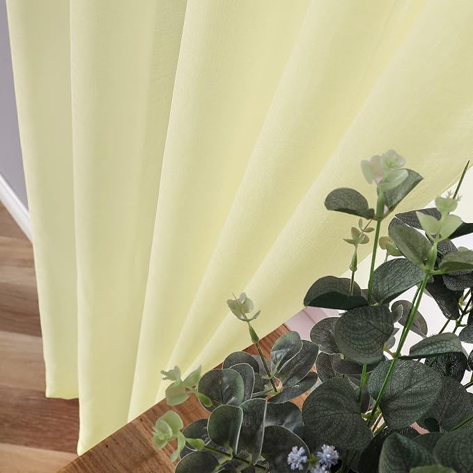 Tollpiz Short Sheer Tier Curtains Linen Textured Half Kitchen Curtain Sheers - Image 3