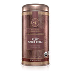 Teabloom Organic Herbal Tea, Ruby Spice Chai Loose Leaf Tea, Spicy and Rich Rooibos Chai with No Caffeine, USDA and EU Certified Organic, Fresh Whole Leaf Blend in Reusable Gift Canister, 3 oz/85 g Canister Makes 35-50 Cups