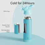 Insulated Water Bottle with Straw - Encool Stainless Steel Water Bottle, Reusable Leakproof and BPA-Free for Sports, Travel, Cold for 24 Hours, 24 oz, Mint Green
