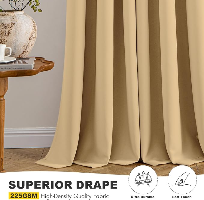 MIULEE Blackout Curtains for Bedroom 2 Panels 40 x 84 Inch Long Gold | Thermal - Image 5