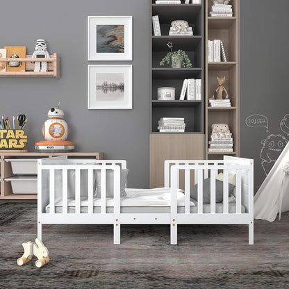 Costzon Toddler Bed Frame, 2 in 1 Convertible Wood Kids Bed w/Double Side - Image 9