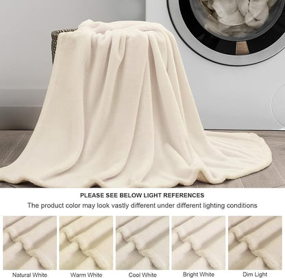 BEDELITE Fleece Blanket Soft Plush Twin Size Blanket Beige 60"x80" | Ultra Soft - Image 3