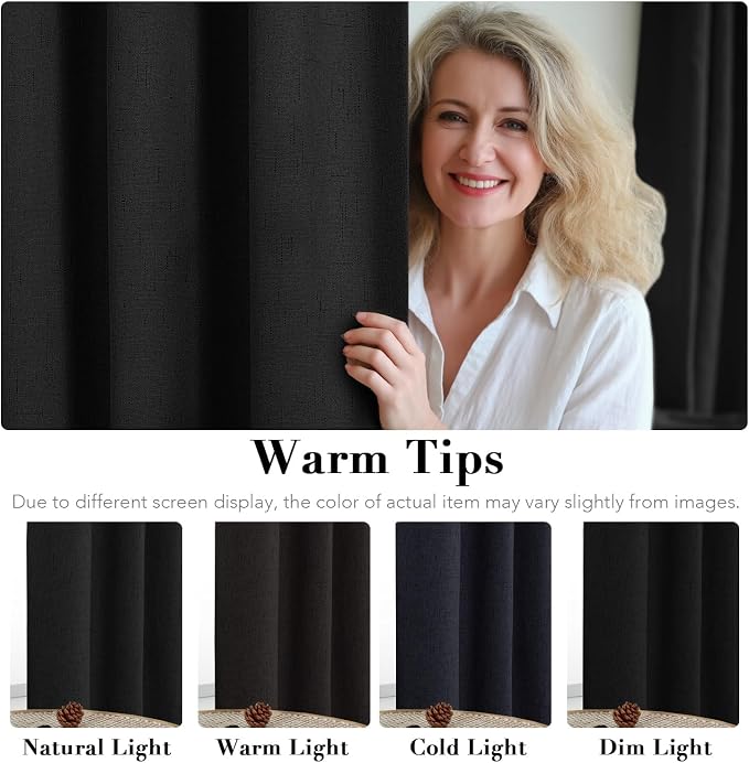 H.VERSAILTEX Blackout Curtains Linen Curtains 120 inches Long 100% Black Out - Image 5