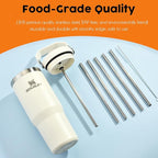 ALINK Stainless Steel Straws Compatible with Stanley Iceflow 30oz Flip Tumbler, 6 Pack Reusable Metal Straws for Stanley Ice Flow 30oz Cup Lid Only, Plus Straw Cleaner Brush