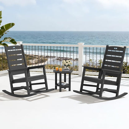 SERWALL Outdoor Rocking Chair Set of 2, Oversized Rocking Chair - Image 10