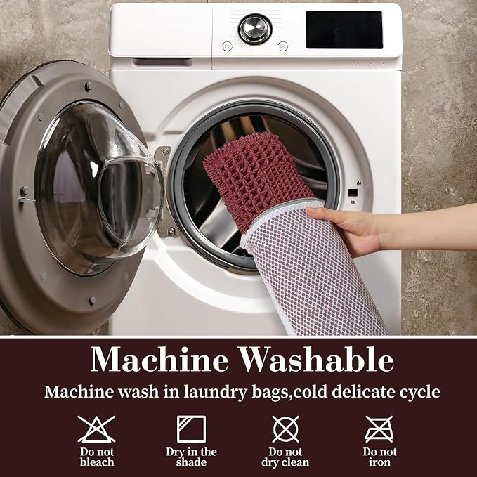 RESARE Waffle Bath Mat for Bathroom Non Slip Bathroom Rugs 17"x24" Dark Red | - Image 6
