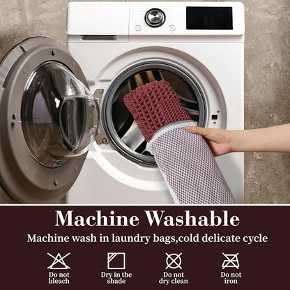 RESARE Waffle Bath Mat for Bathroom Non Slip Bathroom Rugs 17"x24" Dark Red | - Image 6