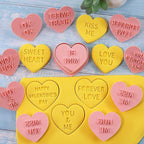 Heart Cookie Cutter Set, 10 Pcs 3D Pressable Biscuit Cutter and Stamps, Valentine's Day Cookie Molds Wedding Party DIY Cake Decorating Kit (B10)