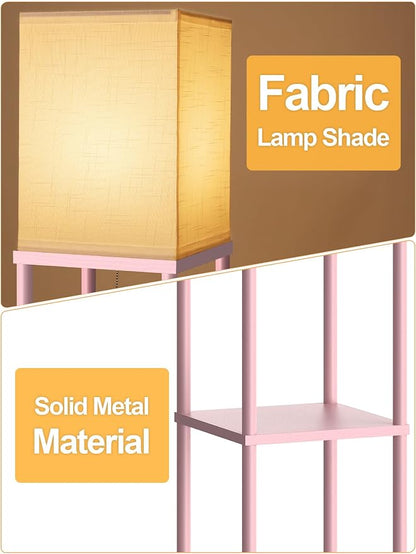 Pink Floor Lamp with Shelves for Living Room, Shelf Floor Lamp with 3 CCT LED - Image 4