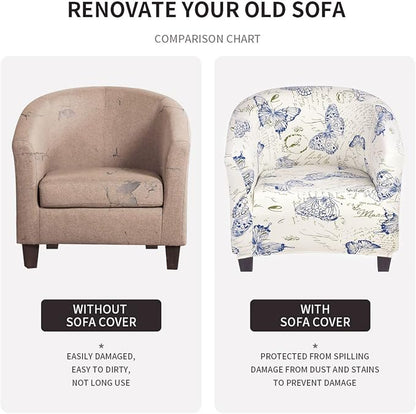 SearchI Club Chair Slipcover Stretch Barrel Chair Covers Printed Tub Chair - Image 3