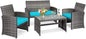 Tangkula 4 PCS Wicker Patio Conversation Set, Outdoor Rattan Sofas by TANGKULA