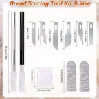 20Pcs Bread Lame Scribing Tool Kit - 2 Precision Scribes with 15 Blades, Finger Guard, Design Cord, Safety Cover and Storage Box - Stainless Steel Scribes for Artisan Bread and Dough Patterns Designs