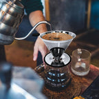 Pour Over Coffee Dripper-Stainless Steel Coffee Filter,Reusable Drip Cone Coffee Filter Portable Pour for 1-4 Cup (With Silicone Ring, L)