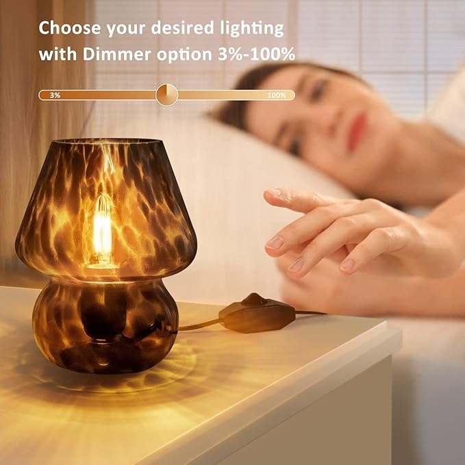 ONEWISH Mushroom Lamp Small Vintage Table Lamp - Image 2