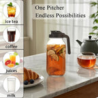 32oz Glass Pitcher Carafes With Handle and Lid, 1 Quart Mason Jar, Large Water Jug, Glass Containers for Fridge, Water Pitcher for Juice, Iced & Sun Tea, Cold Brew Coffee, Homemade Beverage