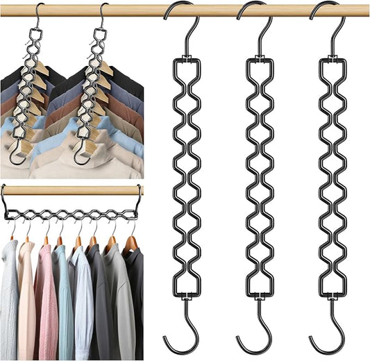 Space Saving Hangers for Clothes 3 Pack, Sturdy Metal Hangers Heavy Duty Magic by Besslly