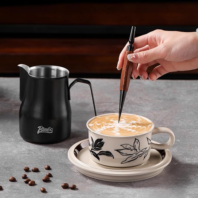 Milk Frothing Cup 450ML - Espresso Steaming Pitcher with Large Handle and Spout,Cappuccino Latte Art Cup for Barista and Home Cafe