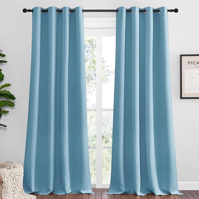 NICETOWN Teal Blue Blackout Curtains 120 inches Length by NICETOWN