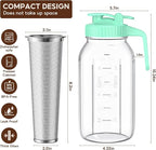Cold Brew Coffee Maker Jar - 2 Pack 64 oz Glass Cold Brew Maker with Handle, Stainless Steel Filter & Leak-Proof Lid, Heavy Duty Cold Brew Pitcher for Iced Coffee, Sun Tea, and Milk