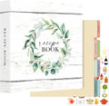 Lanpn Recipe Binder 8.5x11 3 Ring Kit, Waterproof Organizer Binder Recipe Book with 60 Plastic Sleeves,116 Recipes, Dividers,Labels & Stickers, Blank Cookbook to Write in Your Own Recipes, Leaf
