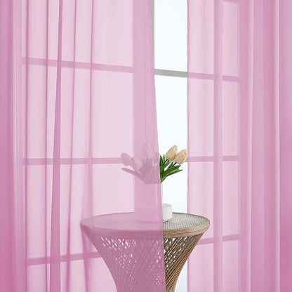 Chyhomenyc Extra Long Pink Sheer Curtains 108 Inches Long 2 Panels, Light - Image 9