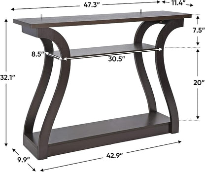 SUPER DEAL Narrow Console Table, 3 Tier Entryway Table, Wood Sofa Table - Image 3