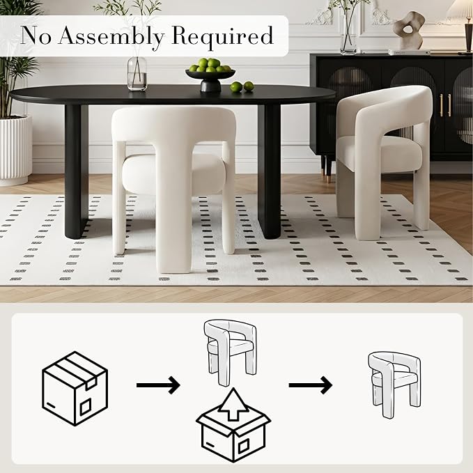 Modern Chenille Barrel Dining Chair Upholstered Fabric Dining Room Chair - Image 3
