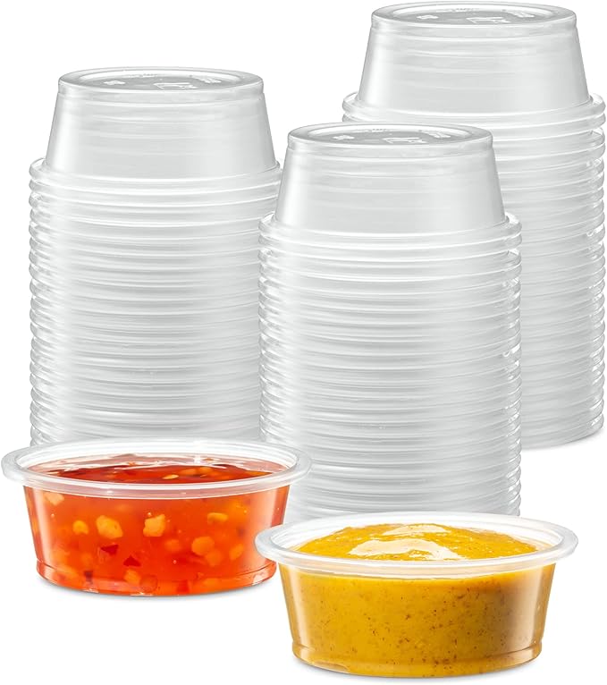 {1.5 oz,200 Cups} Clear Diposable Plastic Portion Cups No Lids, Small Mini Containers For Portion Controll, Jello Shots, Meal Prep, Sauce Cups, Slime, Crafts, Disposable Souffle Cups & Much more