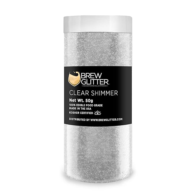 Brew Glitter - Clear Shimmer (50g 1x Jar) | Edible Glitter for Cocktails, Mocktails and Beverages