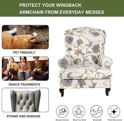 HAOYONG Wing Chair Slipcovers Printed Wingback Chair Covers 2 Pieces Wingback - Image 5