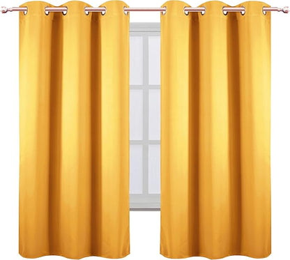 Yellow Blackout Curtains 40 x 63 Inch Length/Set of 2 Curtain Panels/Thermal - Image 2