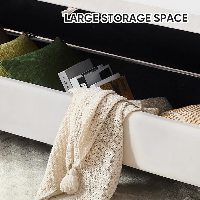 65" End of Bed Storage Bench, Velvet Storage Bench - Image 5