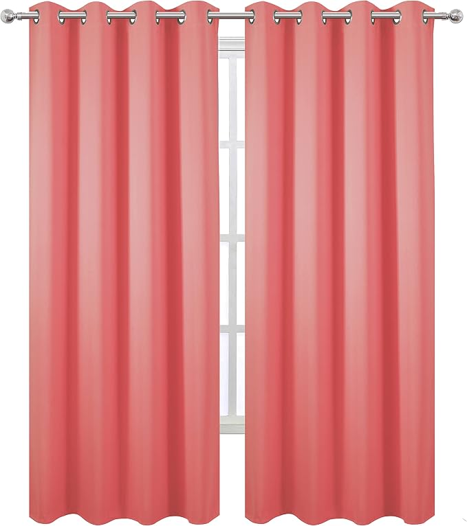 Blackout Curtains 52 x 95 inch/Coral Curtains Set of 2 Panels/Thermal Insulated - Image 2