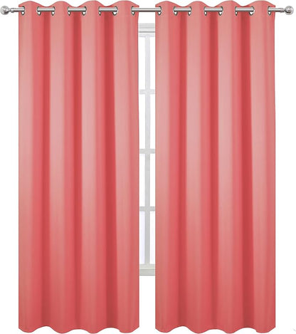 Blackout Curtains 52 x 95 inch/Coral Curtains Set of 2 Panels/Thermal Insulated - Image 2