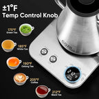 COZII Gooseneck Electric Kettle,5 Presets & ±1℉ Temperature Control 1200W Quick Heating Water Boiler for Coffee/Tea, 24H Keep Warm, Auto Shut Off Pour Over Kettle with 50pcs Coffee Filter,0.9L Silver