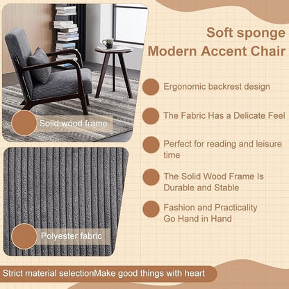 Hanuq】Mid-Century Modern Accent Chair&Coffee Table Set, Vintage Luxury Style - Image 7
