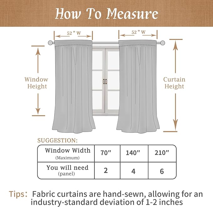 45 Inch Stone Blue 100% Blackout Linen Window Curtains - Image 9