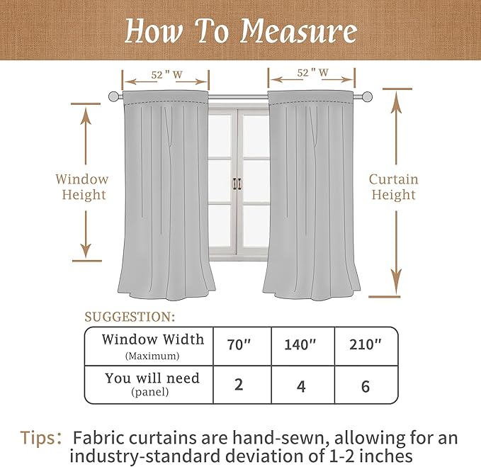 100% Blackout Natural Linen Curtains 63 Inches - Image 7