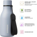 BJPKPK Insulated Water Bottles, 12oz Stainless Steel Metal Water Bottle with Strap, BPA Free Leak Proof Thermos, Mugs, Flasks, Reusable Water Bottle for Sports & Travel, Mist Grey