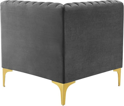 Modway EEI-3983-GRY Triumph Channel Tufted Performance Velvet Sectional Sofa - Image 4
