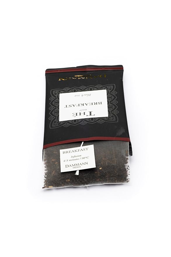 Dammann Freres Satchets, Breakfast Tea Bags, Premium Gourmet French Black Tea, Individually Wrapped, 24 Count (Single Pack)