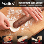 Walfos French Rolling Pin Set - Natural Wooden Rolling Pins (8inch, 15.7inch) With Non-stick Silicone Fiber Pastry Mat, Baking Dough Roller for Pizza, Pie, Pasta, Bread, Pastry