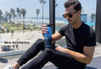 HYDRO CELL Stainless Steel Insulated Water Bottle with Straw - For Cold & Hot Drinks - Metal Vacuum Flask with Screw Cap and Modern Leakproof Sport Thermos for Adults (Blue/Black 24oz)
