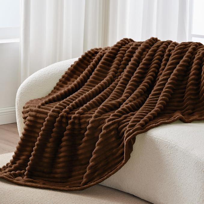 BEDELITE Ribbed Twin Blanket for Couch & Bed, Chocolate Brown, Warm Yet - Image 7