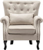 Mid Century Accent Chair for Living Room, Linen Fabric Button Tufted Armchair by DMFurniture