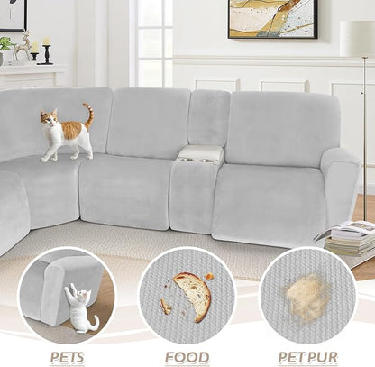 Arfntevss Sectional Recliner Couch Covers Velvet Washable Corner Sectional Sofa - Image 6